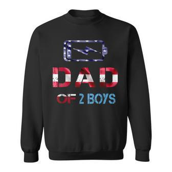 Mens Funny Fathers Day Dad Of 2 Boys American Flag 4Th Of July Sweatshirt - Seseable
