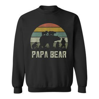 Mens Funny Papa Bear Cub 5 Kids Fathers Day Grandpa Sweatshirt - Seseable