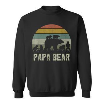 Mens Funny Papa Bear Cub 6 Kids Fathers Day Grandpa Sweatshirt - Seseable
