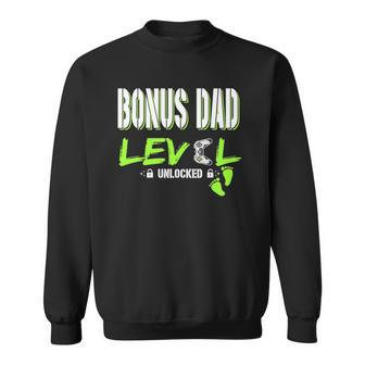 Mens Gaming Bonus Dad Level Unlocked Gamer Leveled Up Fathers Sweatshirt | Mazezy