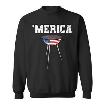 Mens Grill Merica Barbecue Bbq American Grandpa Dad 4Th Of July Sweatshirt - Seseable