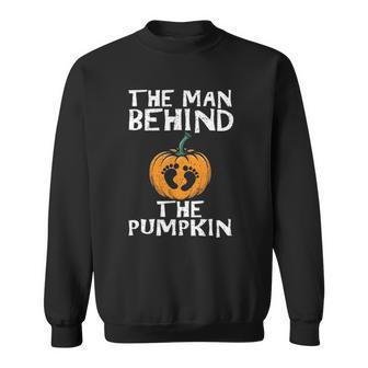 Mens Halloween Pregnancy Dad The Man Behind The Pumpkin Sweatshirt | Mazezy