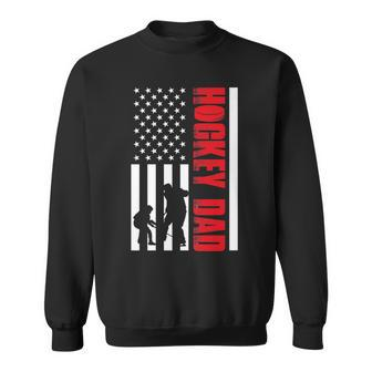 Mens Hockey Dad 4Th Of July Us Flag Fathers Day Sweatshirt - Seseable