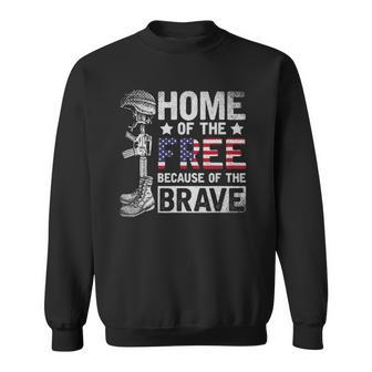 Mens Home Of The Free Because Of The Brave Proud Veteran Soldier Sweatshirt | Mazezy CA