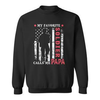 Mens My Favorite Soldier Calls Me Papa Usa Flag Fathers Day Sweatshirt | Mazezy