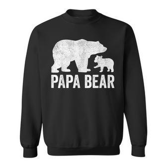 Mens Papa Bear Fathers Day Grandad Fun 1 Cub Kid Grandpa Sweatshirt - Seseable