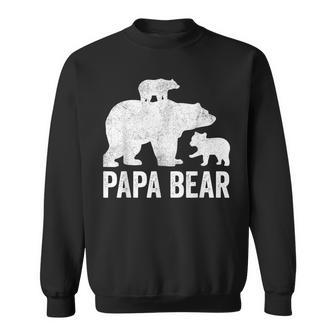 Mens Papa Bear Fathers Day Grandad Fun 2 Cub Kid Grandpa Sweatshirt - Seseable