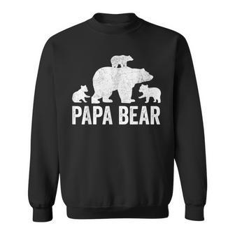 Mens Papa Bear Fathers Day Grandad Fun 3 Cub Kid Grandpa Sweatshirt - Seseable