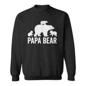 Mens Papa Bear Fathers Day Grandad S Fun 3 Cub Kid Grandpa Sweatshirt | Mazezy