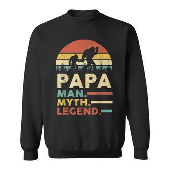 Mens Papa Man Myth Legend Bigfoot Sasquatch Sunset Fathers Day Sweatshirt - Thegiftio UK