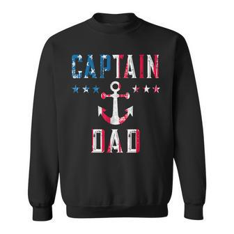 Mens Patriotic Captain Dad American Flag Boat Owner 4Th Of July Sweatshirt - Seseable