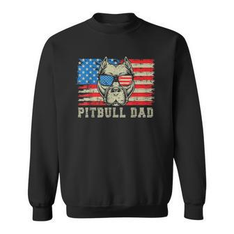Mens Pitbull Dad American Pit Bull Dog Us Flag 4Th Of July Sweatshirt | Mazezy