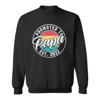 Mens Promoted To Papa 2022 Retro Vintage New Dad Gift Sweatshirt | Mazezy
