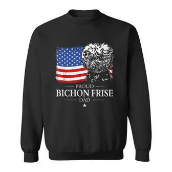 Mens Proud Bichon Frise Dad American Flag Patriotic Dog Gift V2 Sweatshirt - Thegiftio UK