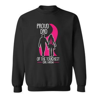 Mens Proud Dad Breast Cancer Awareness Pink Ribbon Girl Warrior Sweatshirt | Mazezy