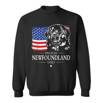 Mens Proud Newfoundland Dad American Flag Patriotic Dog Gift Sweatshirt - Thegiftio UK