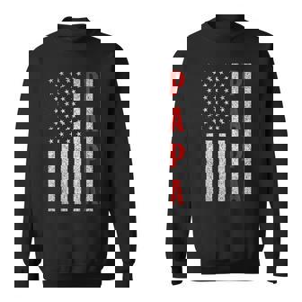 Mens Proud Papa American Flag Fathers Day Gift From Grandchildren Sweatshirt - Thegiftio