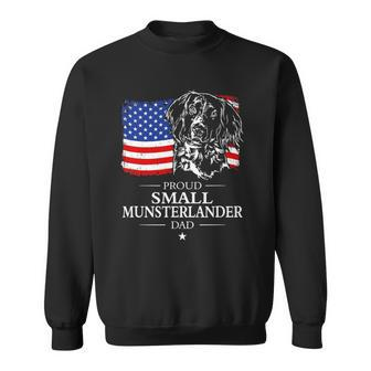 Mens Proud Small Munsterlander Dad American Flag Patriotic Dog Sweatshirt - Thegiftio UK