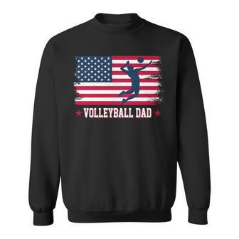Mens Proud Volleyball Dad American Flag 4Th Of July Freedom Sweatshirt - Seseable
