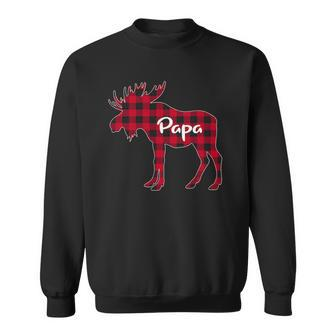 Mens Red Plaid Papa Moose Xmas Red Buffalo Family Pajama Sweatshirt | Mazezy CA