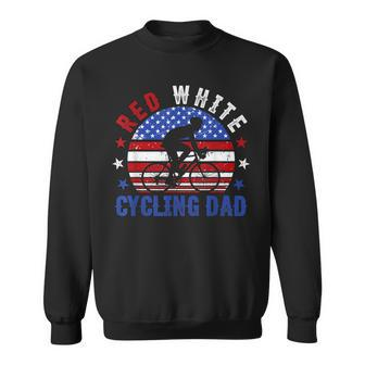 Mens Red White Cycling Dad 4Th Of July American Flag Gift Sweatshirt - Seseable