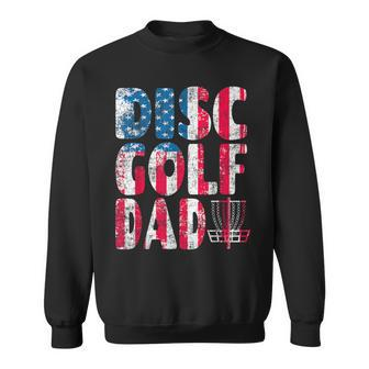 Mens Retro Disc Golf Dad American Flag 4Th Of July Fathers Day Sweatshirt - Seseable