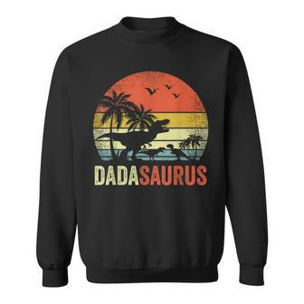Mens Retro Vintage Dadasaurus 2 Two Kids T Rex Daddy Sweatshirt - Seseable