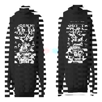 Mens Rockin The Pitbull Dad Life Dog Lover Guitar Musician V2 Sweatshirt - Thegiftio