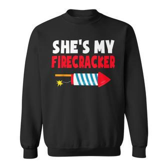 Mens Shes My Firecracker 4Th Of July Fireworks Couple Matching Sweatshirt - Seseable