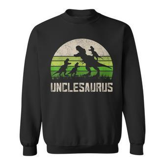 Mens T-Rex Uncle Apparel Unclesaurus 3 Kids Fathers Day Dinosaur Sweatshirt - Seseable