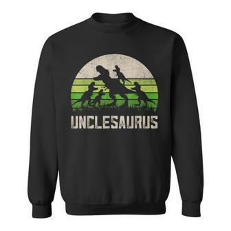 Mens T-Rex Uncle Apparel Unclesaurus 4 Kids Fathers Day Dinosaur Sweatshirt - Seseable
