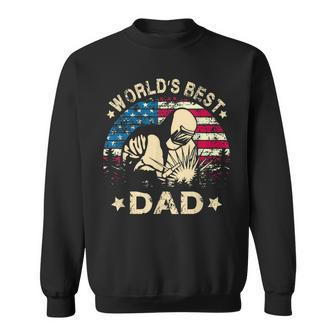 Mens Worlds Best Welder Dad T 4Th Of July American Flag Sweatshirt - Seseable