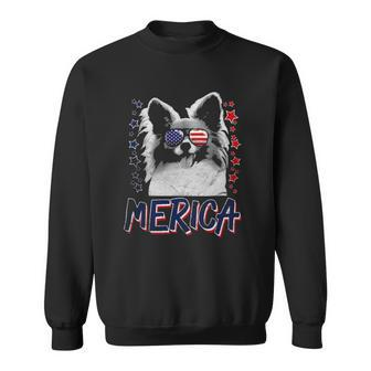 Merica Papillon Dog 4Th Of July Usa Gift Sweatshirt | Mazezy
