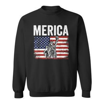 Merica Patriotic Apparel Statue Of Liberty American Flag Sweatshirt | Mazezy