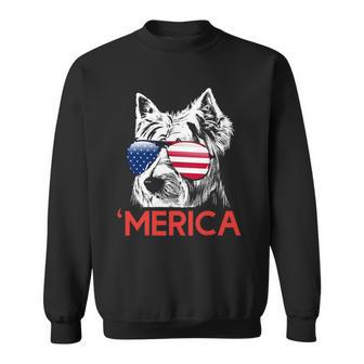Merica Westie American Flag 4Th Of July Independence Day Sweatshirt | Mazezy