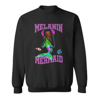 Mermaid Melanin Poppin African American Girl Sweatshirt - Thegiftio UK