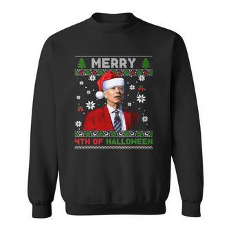 Merry 4Th Of Halloween Funny Biden Ugly Christmas V2 Sweatshirt - Thegiftio UK