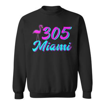 Miami 305 Dade County South Florida Pink Flamingo Sweatshirt - Thegiftio UK