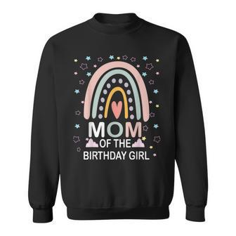 Mom Of The Birthday Girl Rainbow Family Matching Birthday Sweatshirt - Seseable