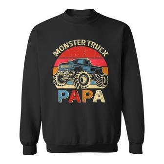 Monster Truck Papa Matching Family Birthday Party Sweatshirt | Mazezy