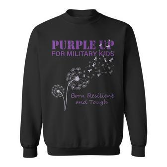 Month Of The Military Child Purple Up Soldier Kids Dandelion Sweatshirt - Seseable