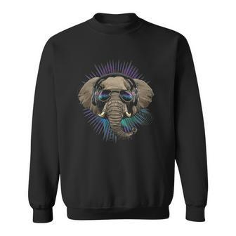 Music Elephant Dj With Headphones Musical Elephant Lovers Sweatshirt | Mazezy