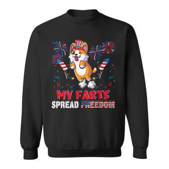 My Farts Spread Freedom Funny American Flag Corgi Fireworks V2 Sweatshirt - Monsterry DE