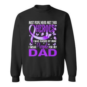 My Heroes I Wear Purple For My Dad Pancreatic Cancer Sweatshirt | Mazezy
