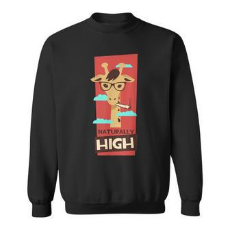 Naturally High Giraffe Smoking Weed Sweatshirt - Seseable