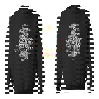 Nature Floral Plants Flowers Animal Zebra Sweatshirt - Thegiftio