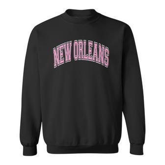 New Orleans Louisiana Varsity Style Pink Text Sweatshirt - Thegiftio UK