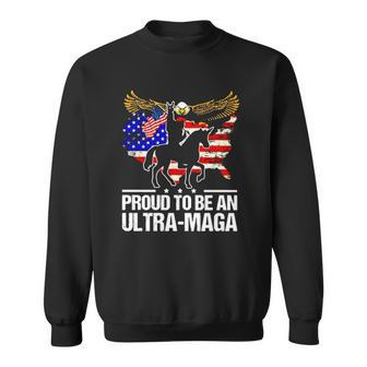 Nice Bigfoot Proud To Be An Ultra Maga Bald Eagle Us Flag Map Sweatshirt - Thegiftio UK