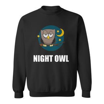 Night Owl Moon Cartoon Funny Sweatshirt | Mazezy
