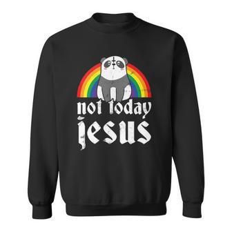Not Today Jesus Rainbow Satanic Panda Goth Metal Concert Sweatshirt | Mazezy